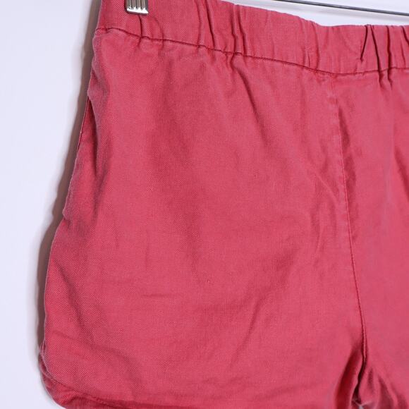 LEVEL99 Helen Trouser Shorts Coral Red Linen Blend Back Elastic Waist Women's 27 - Picture 6 of 10